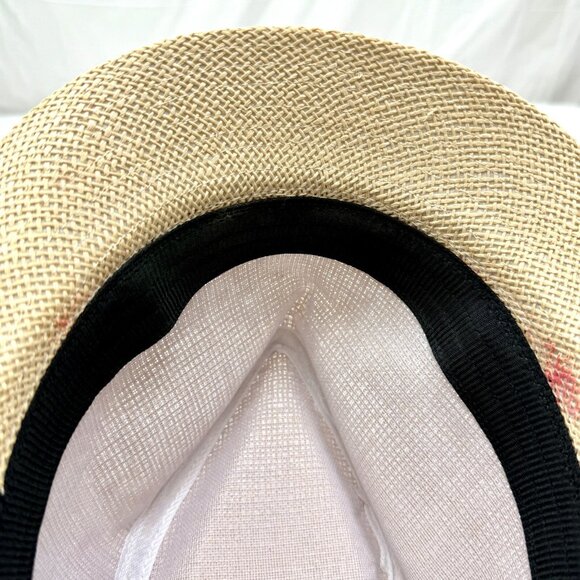 The Hatter Company Straw Fedora Hat Beige with Black Band - Picture 7 of 9